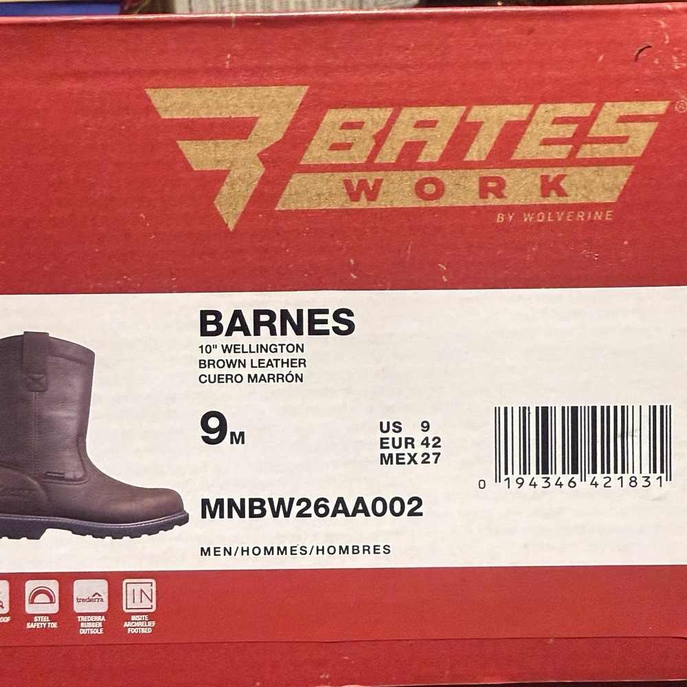 Waterproof Steel Toe Safety Work Boot Bates Wolverine Barnes Brown Leather 9 - Picture 8 of 8